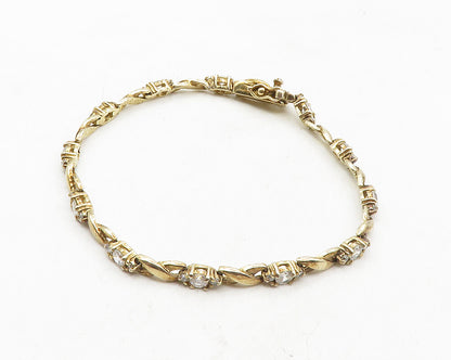 925 Sterling Silver  Vintage Cubic Zirconia Infinity Chain Bracelet  BT4343