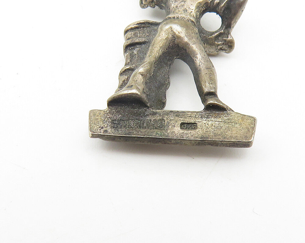 925 Sterling Silver  Vintage Dark Tone Martinique Drummer Pendant  PT8684