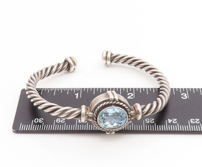 925 Sterling Silver Vintage Bracelet Faceted Topaz Elegant Twisted Cuff  BT11893