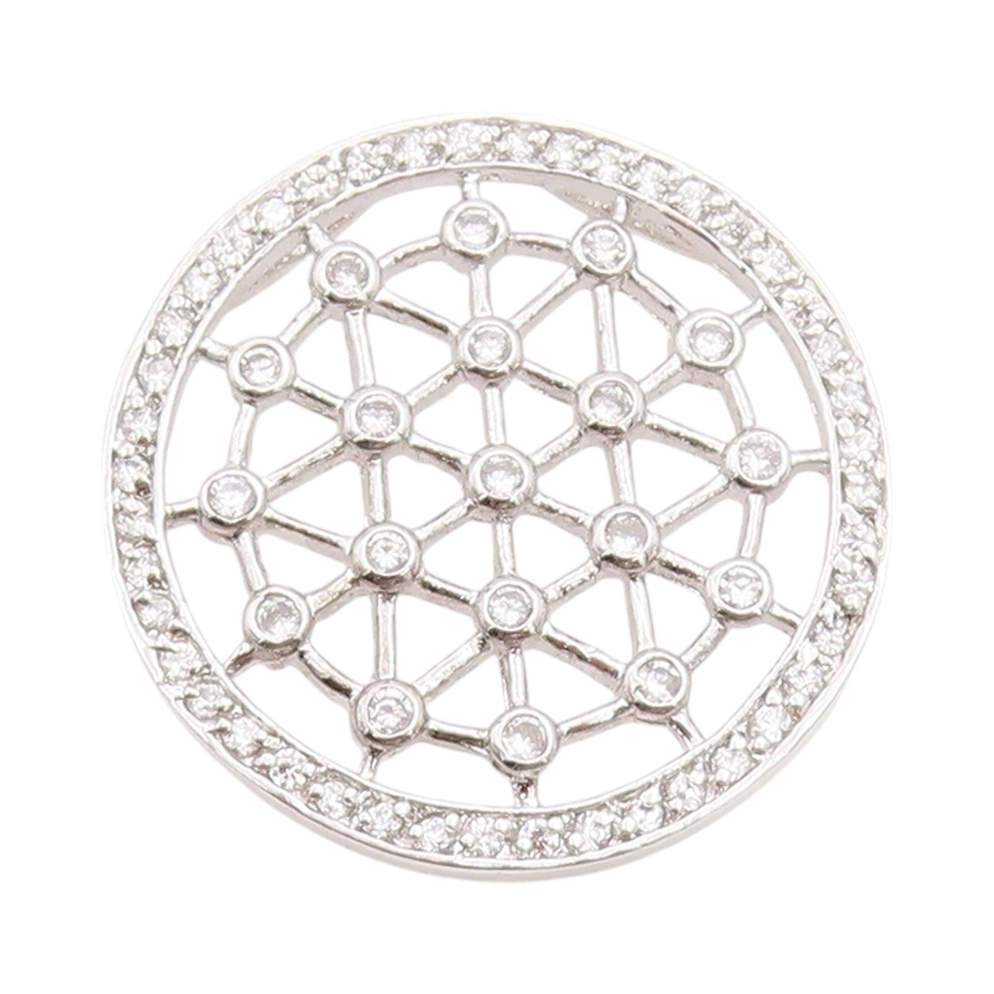 925 Sterling Silver Vintage Pendant Cutout Spider Web CZ Design  PT24557