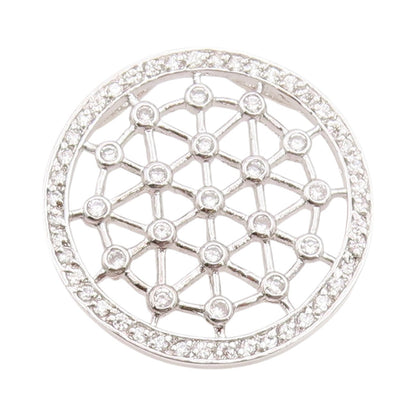925 Sterling Silver Vintage Pendant Cutout Spider Web CZ Design  PT24557
