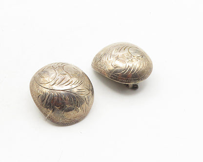 925 Sterling Silver  Vintage Floral Vine Non Pierce Clip On Earrings  EG5285