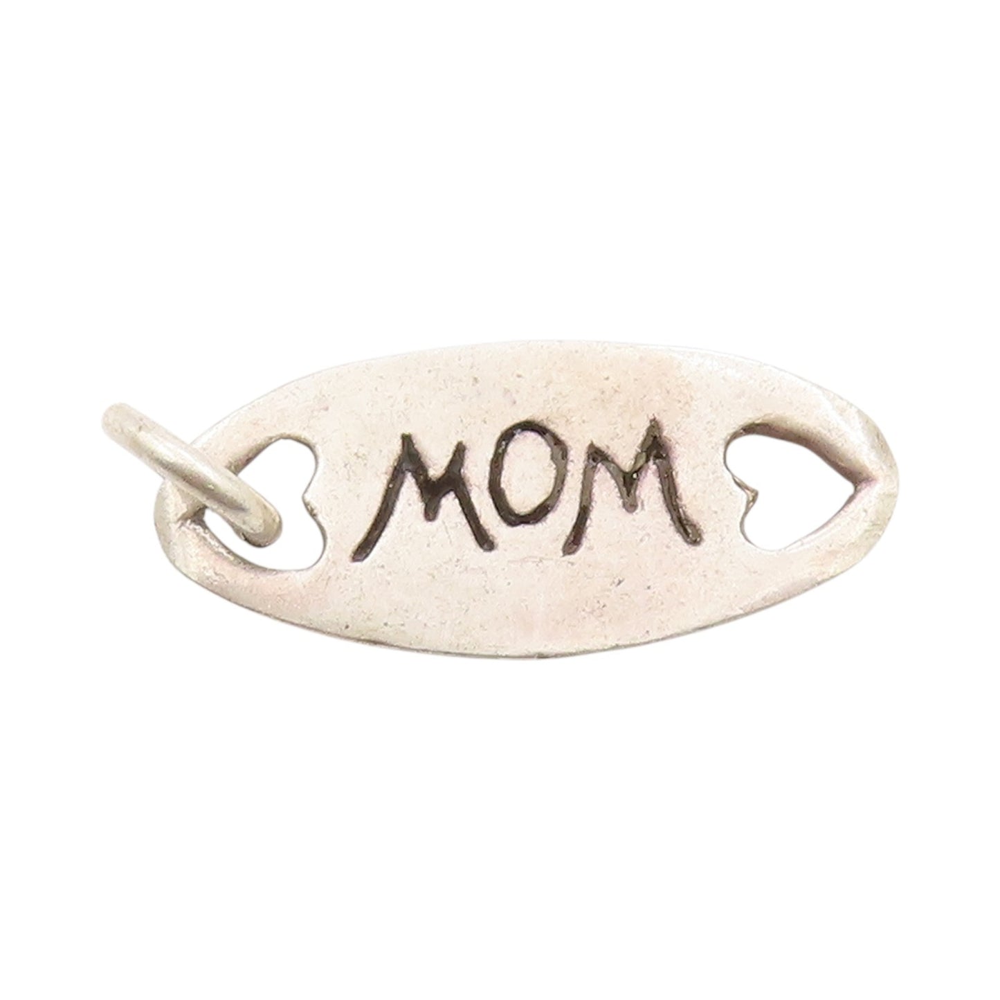 925 Sterling Silver Vintage Pendant Engraved Mom Dual Love Heart Cut Out PT24875
