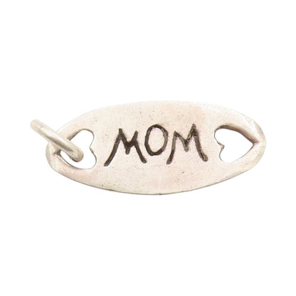 925 Sterling Silver Vintage Pendant Engraved Mom Dual Love Heart Cut Out PT24875