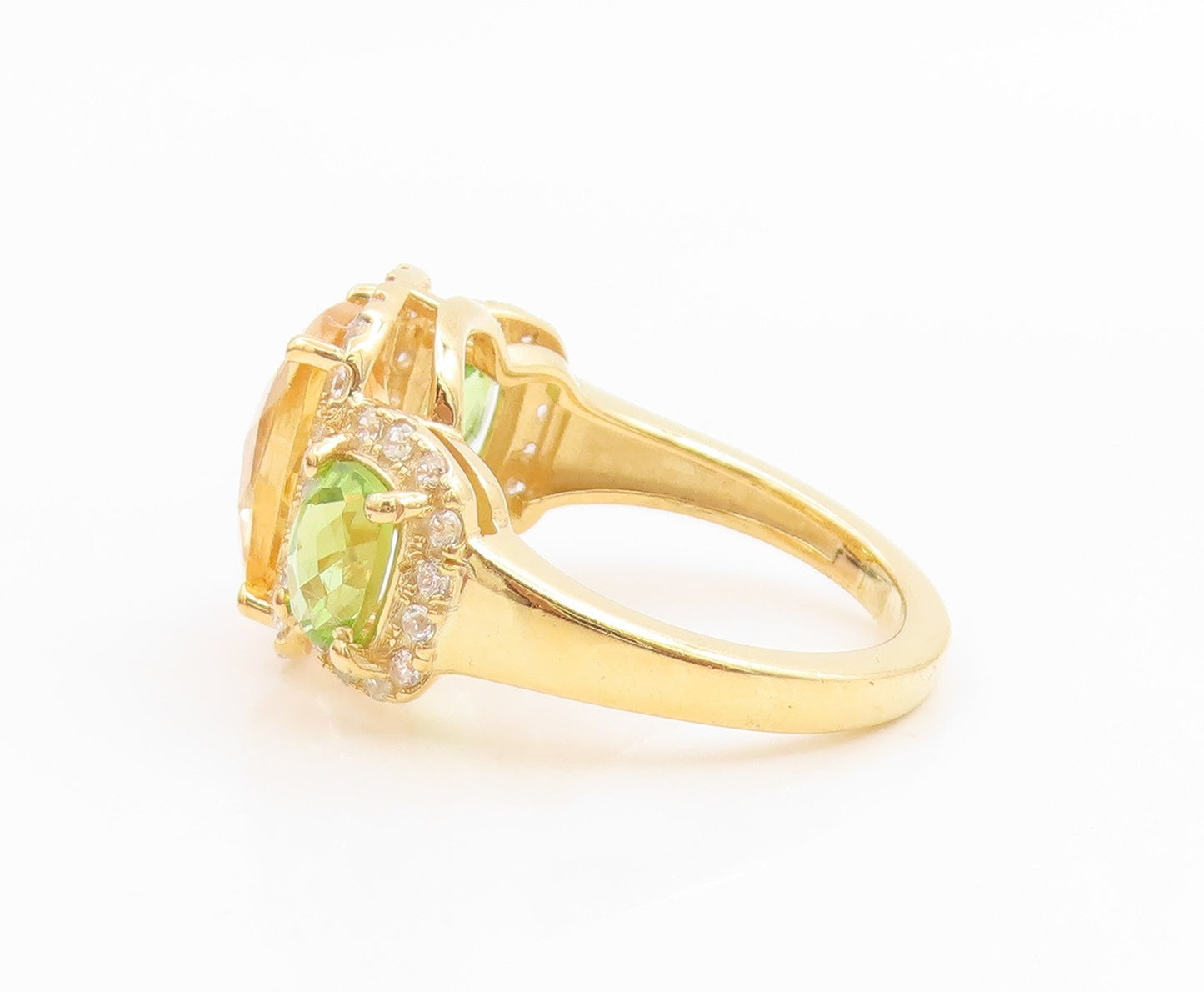 925 Sterling Silver Vintage Ring Real Diamonds & Gemstones  Sz 6.5  RG35614