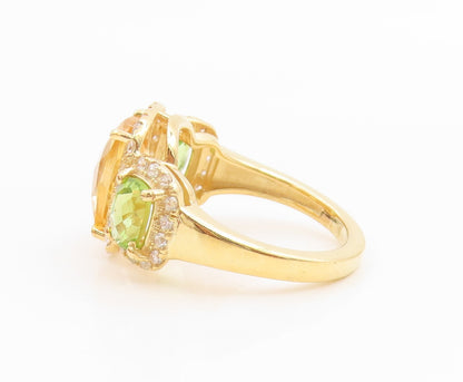 925 Sterling Silver Vintage Ring Real Diamonds & Gemstones  Sz 6.5  RG35614