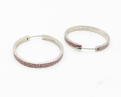 GUESS ITALY 925 Sterling Silver  Vintage Monogram Logo Hoop Earrings  EG6318