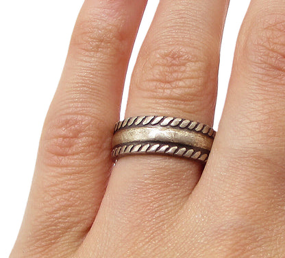 MEXICO 925 Sterling Silver  Vintage Twisted Edges Band Ring Sz 6  RG3345