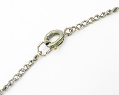 ISRAEL 925 Sterling Silver Vintage Antique Gemstone Cross Chain Necklace  NE1973
