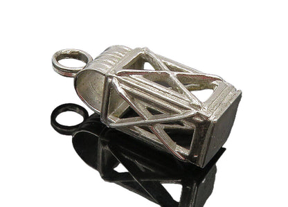 925 Sterling Silver  Vintage Petite Figure In Booth Cage Drop Pendant  PT7359