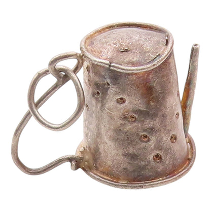 925 Sterling Silver  Vintage Garden Watering Can Motif Pendant  PT18608