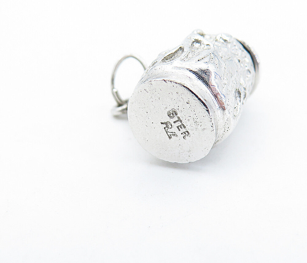 925 Sterling Silver  Vintage Petite Shiny Tankard Drinking Cup Pendant  PT4248