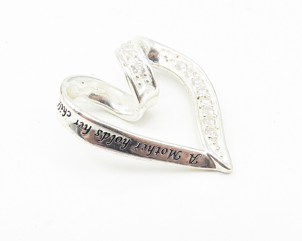 925 LA Sterling Silver  Sparkling Topaz Open Love Heart Pendant  PT8661