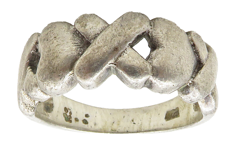 925 Sterling Silver  Vintage XOXO Hugs & Kisses Motif Band Ring Sz 7  RG15795