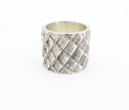 925 Sterling Silver  Vintage Shiny Etched Scales Design Band Ring Sz 6  RG6006