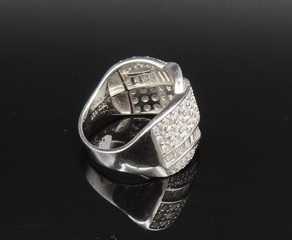 925 Silver  Vintage Multi Shape Cubic Zirconia Swirl Band Ring Sz 7  RG25900