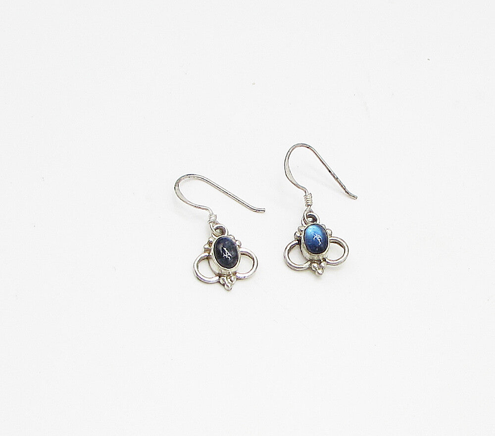 925 Sterling Silver  Vintage Cabochon Cut Moonstone Dangle Earrings  EG1884