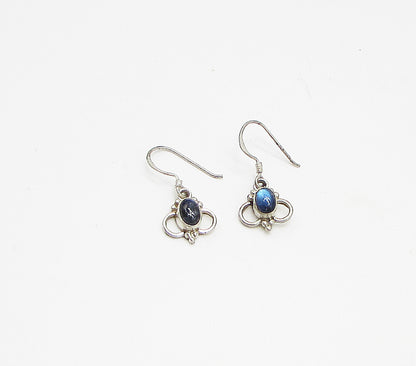 925 Sterling Silver  Vintage Cabochon Cut Moonstone Dangle Earrings  EG1884