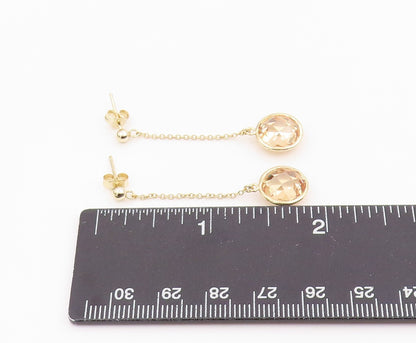 925 Sterling Silver Vintage Earrings Gold Plated Faceted Citrine Drop  EG14241