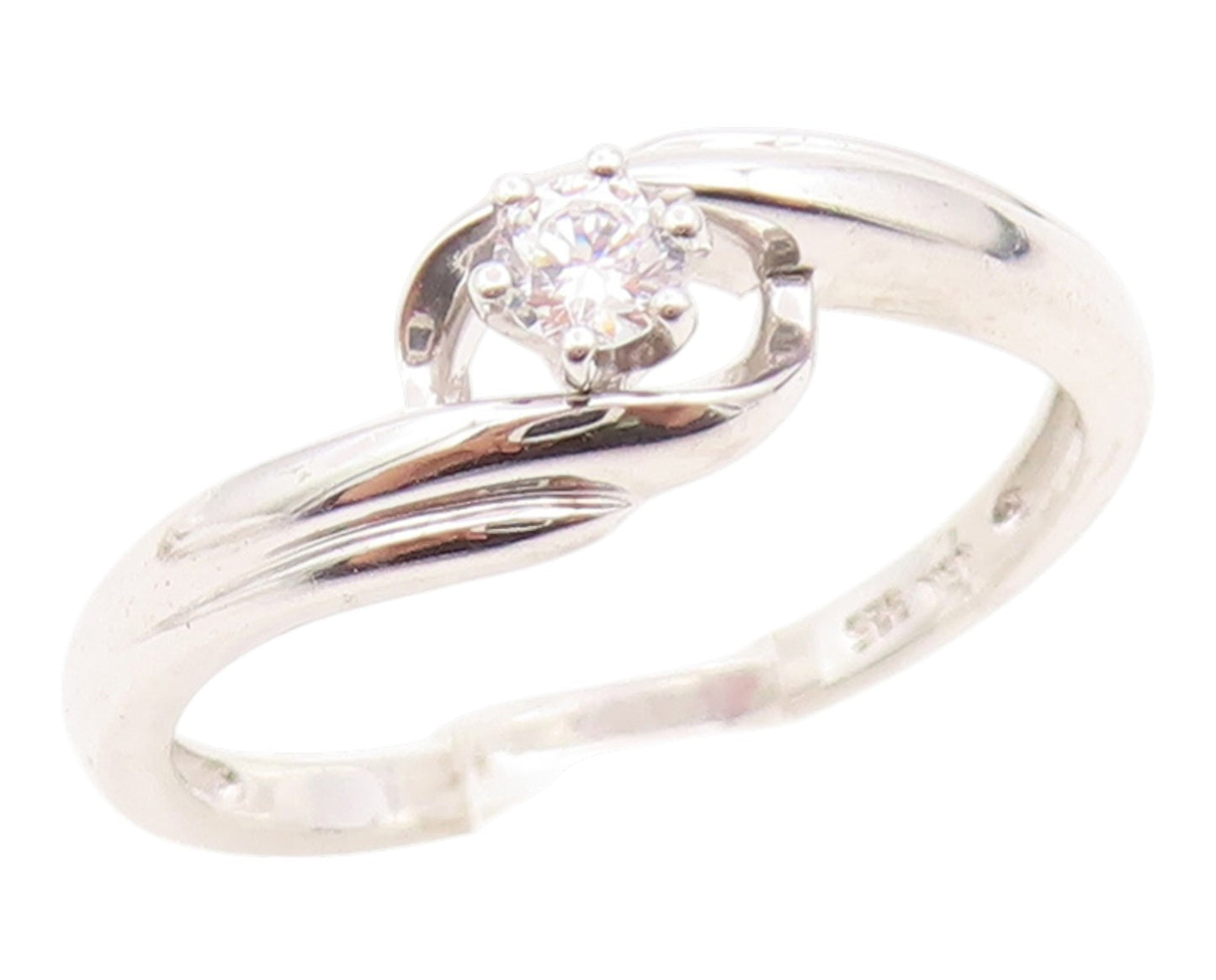 925 Sterling Silver Vintage Ring Elegant CZ Twisted Bypass Band  Sz 6.5  RG35865