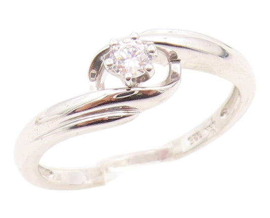925 Sterling Silver Vintage Ring Elegant CZ Twisted Bypass Band  Sz 6.5  RG35865
