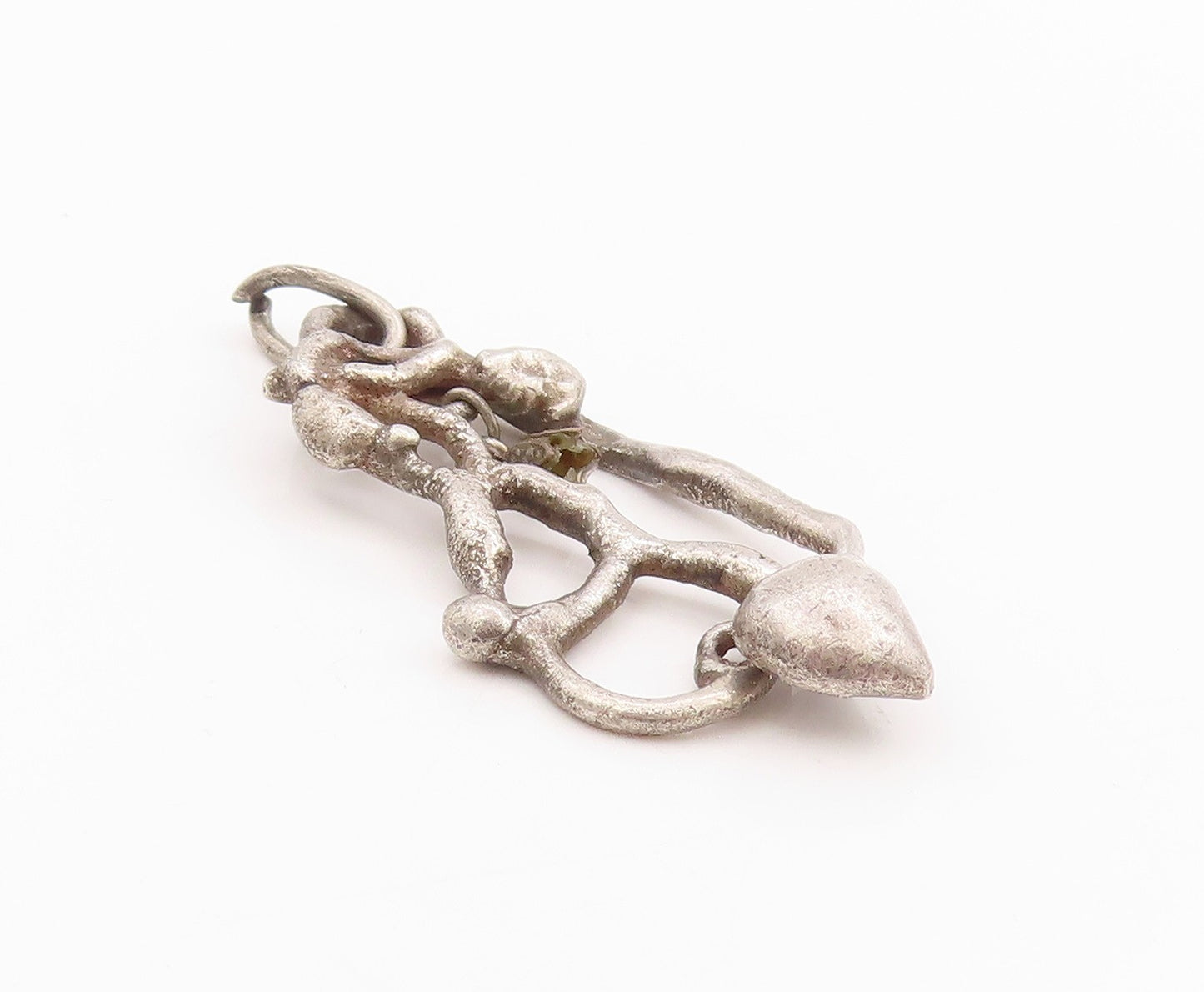 925 Sterling Silver Vintage Pendant Dark Tone Solid Brutalist Cut Out  PT24942