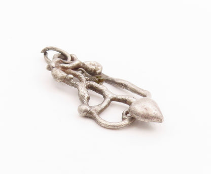 925 Sterling Silver Vintage Pendant Dark Tone Solid Brutalist Cut Out  PT24942