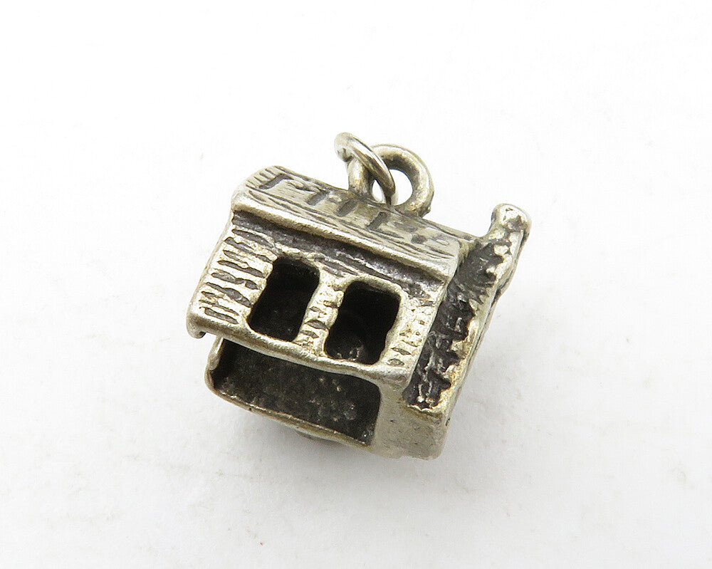 925 Sterling Silver  Vintage Petite Dark Tone House Motif Pendant  PT10238