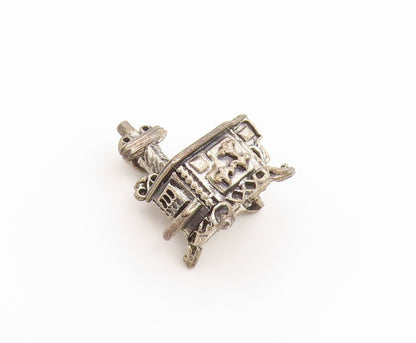 925 Sterling Silver Vintage Pendant BEAU Miniature Wood Burning Stove  PT26638