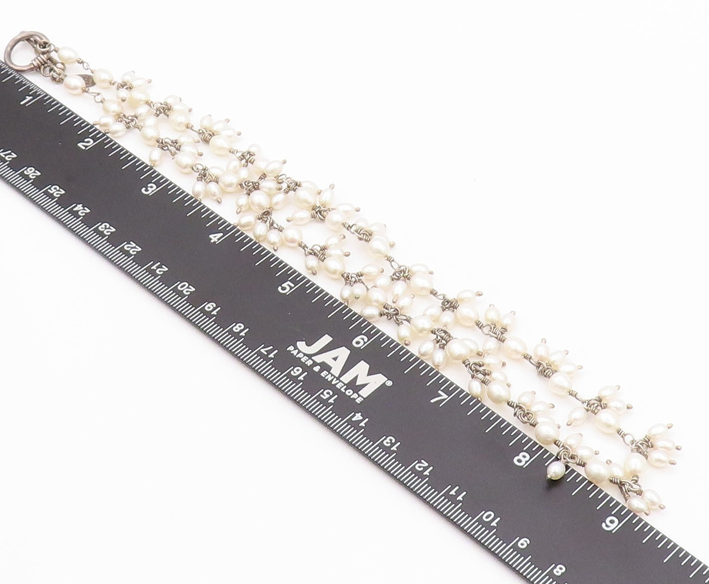 925 Sterling Silver Vintage Necklace DOUG PAULUS Minimalist Pearl Cluster NE4492