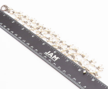 925 Sterling Silver Vintage Necklace DOUG PAULUS Minimalist Pearl Cluster NE4492