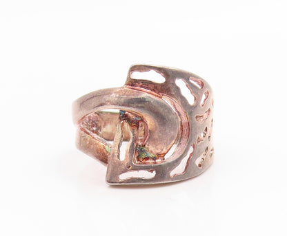 925 Sterling Silver Vintage Ring Intricate Openwork Loop Band  Sz 8.5  RG35801