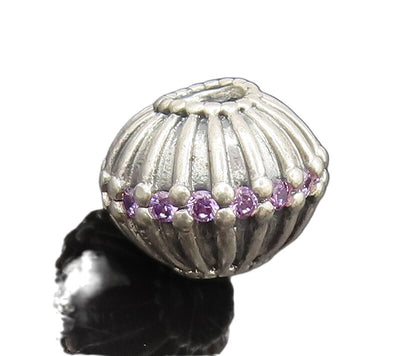 PANDORA 925 Sterling Silver  Vintage Solid Purple Stone Bead Pendant  PT22376