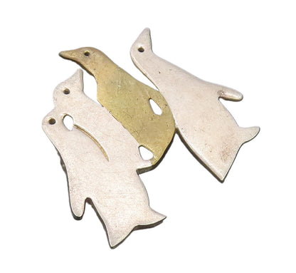 925 Sterling Silver Vintage Brooch Pin MEXICO Cutout Penguin Family  BP10692