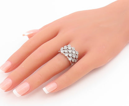 925 Sterling Silver Vintage Ring Round CZ Multi Row Openwork Band  Sz 7  RG35024
