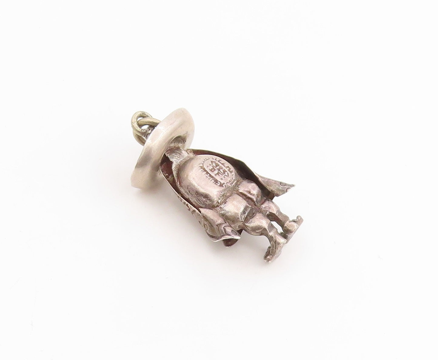 925 Sterling Silver Vintage Pendant Man With Sombrero & Poncho Charm  PT25603