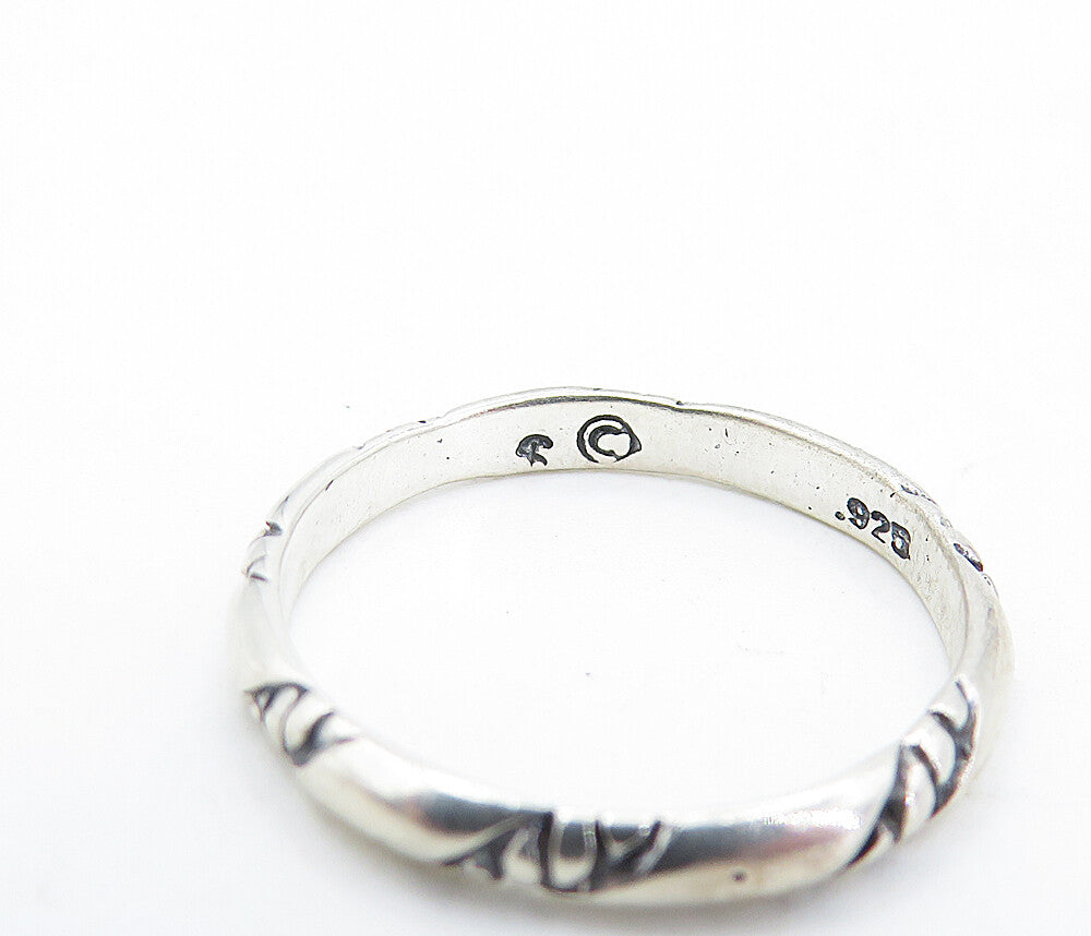 SHUBE 925 Silver  Vintage Petite Etched Slanted Pattern Band Ring Sz 6  RG6424
