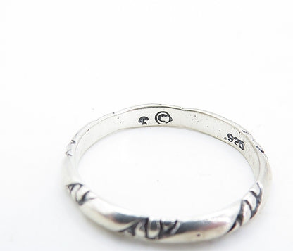 SHUBE 925 Silver  Vintage Petite Etched Slanted Pattern Band Ring Sz 6  RG6424