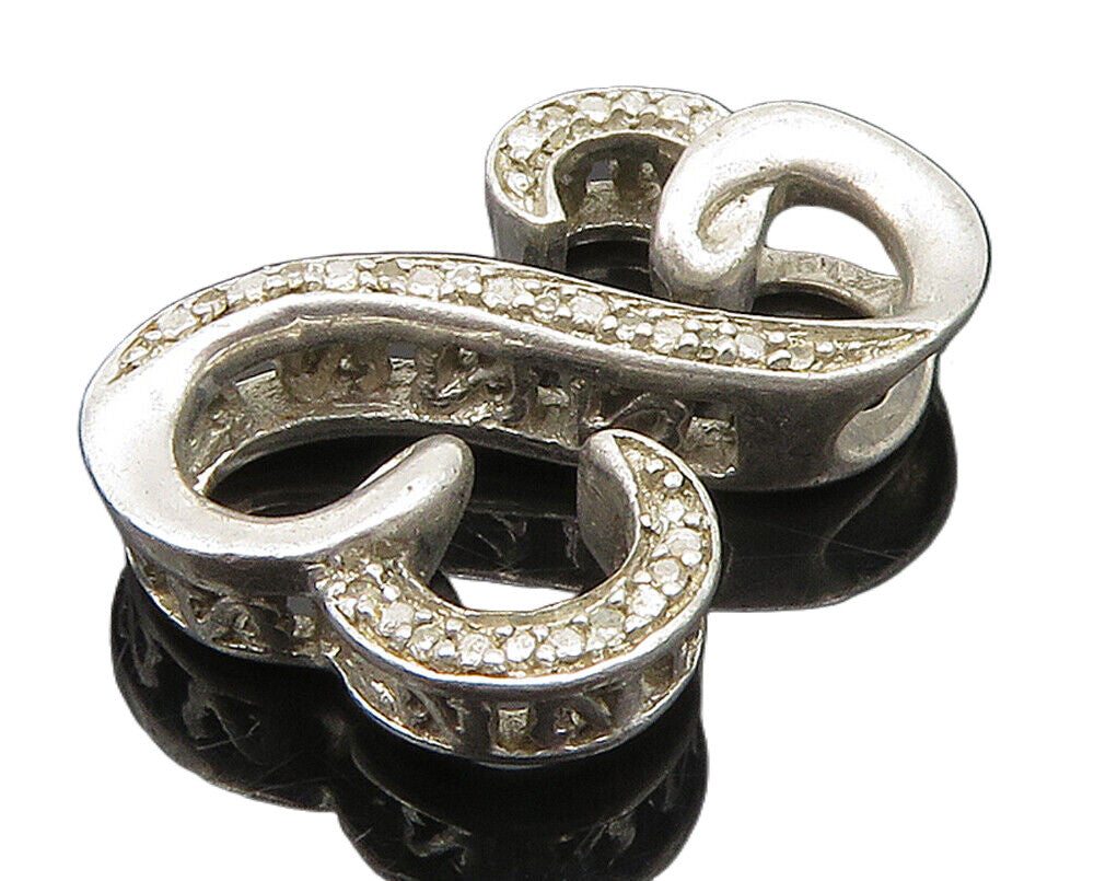 925 Sterling Silver  Genuine Diamonds Infinity Love Heart Pendant  PT12436