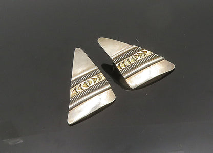 CHARLES PLATERO NAVAJO 925 Silver & 14K GOLD  Vintage 2 Tone Earrings  EG9878