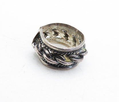 925 Sterling Silver  Vintage Oxidized Rope Twist Design Band Ring Sz 6  RG5012