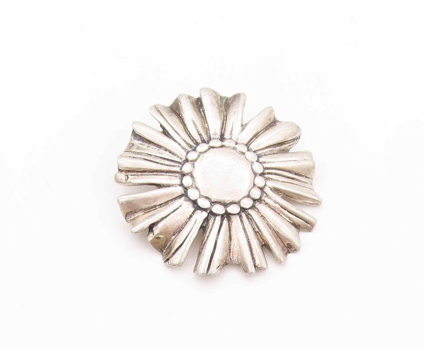 925 Sterling Silver Vintage Brooch Pin MEXICO Brutalist Carved Flower  BP11173
