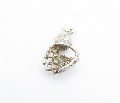 925 Sterling Silver  Vintage Petite Basketball & Hoop Sports Pendant  PT4059
