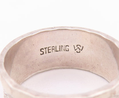 925 Sterling Silver Vintage Ring Minimalist Antique Carved Edge  Sz 6.5  RG28091