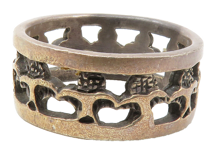 925 Sterling Silver  Vintage Holding Hands Unity Band Ring Sz 12  RG12629