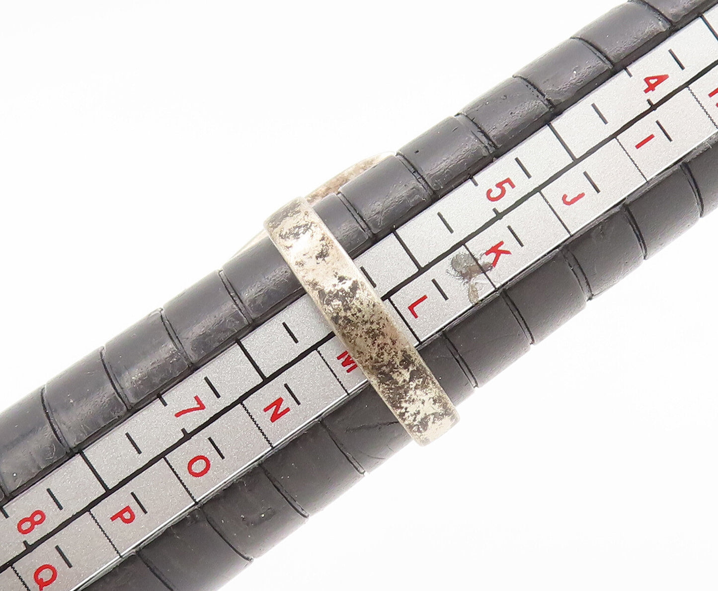 925 Silver  Vintage Onyx & Lapis Lazuli Grid box Rectangle Ring Sz 6  RG27090