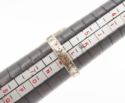 925 Silver  Vintage Onyx & Lapis Lazuli Grid box Rectangle Ring Sz 6  RG27090