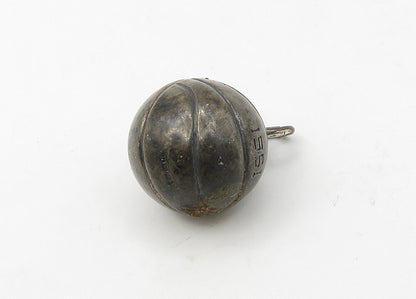 925 Sterling Silver  Vintage Antique Basketball Sports Motif Pendant  PT17220