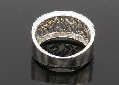 925 Silver  Vintage Shiny Genuine Diamonds Love Hearts Band Ring Sz 7  RG20863