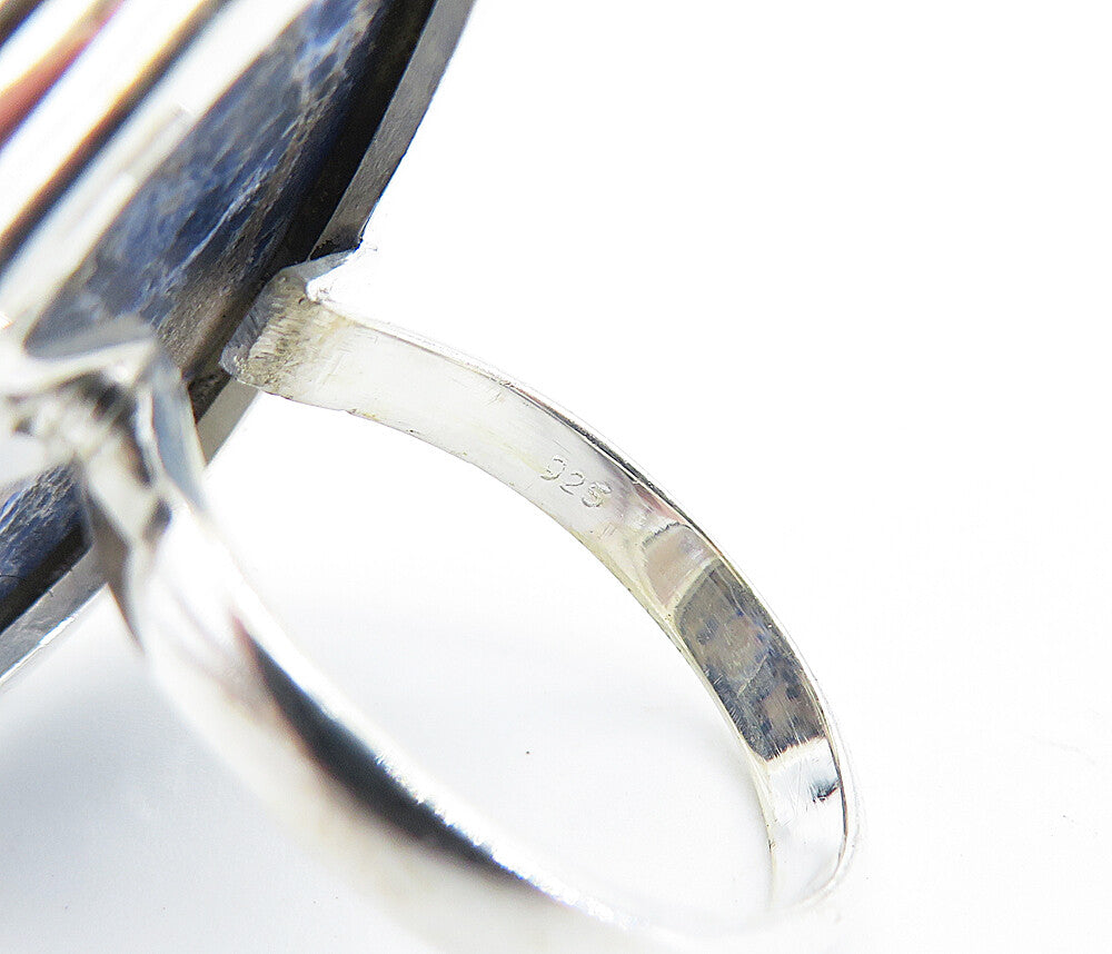 925 Sterling Silver Tear Drop Sodalite Polished Cocktail Ring Sz 9.5 RG7739